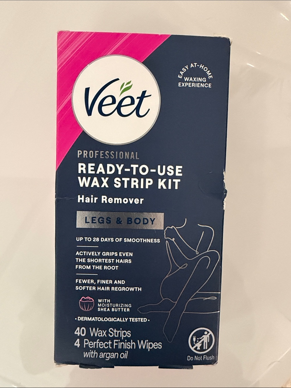 Professional Ready-to-Use Wax Strip Kit for Legs & Body - Pink/Navy